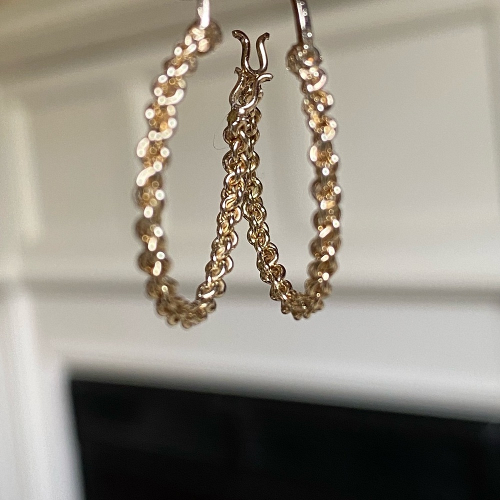 vintage yellow gold over 925 sterling silver hoop earrings. - Picture 5 of 15
